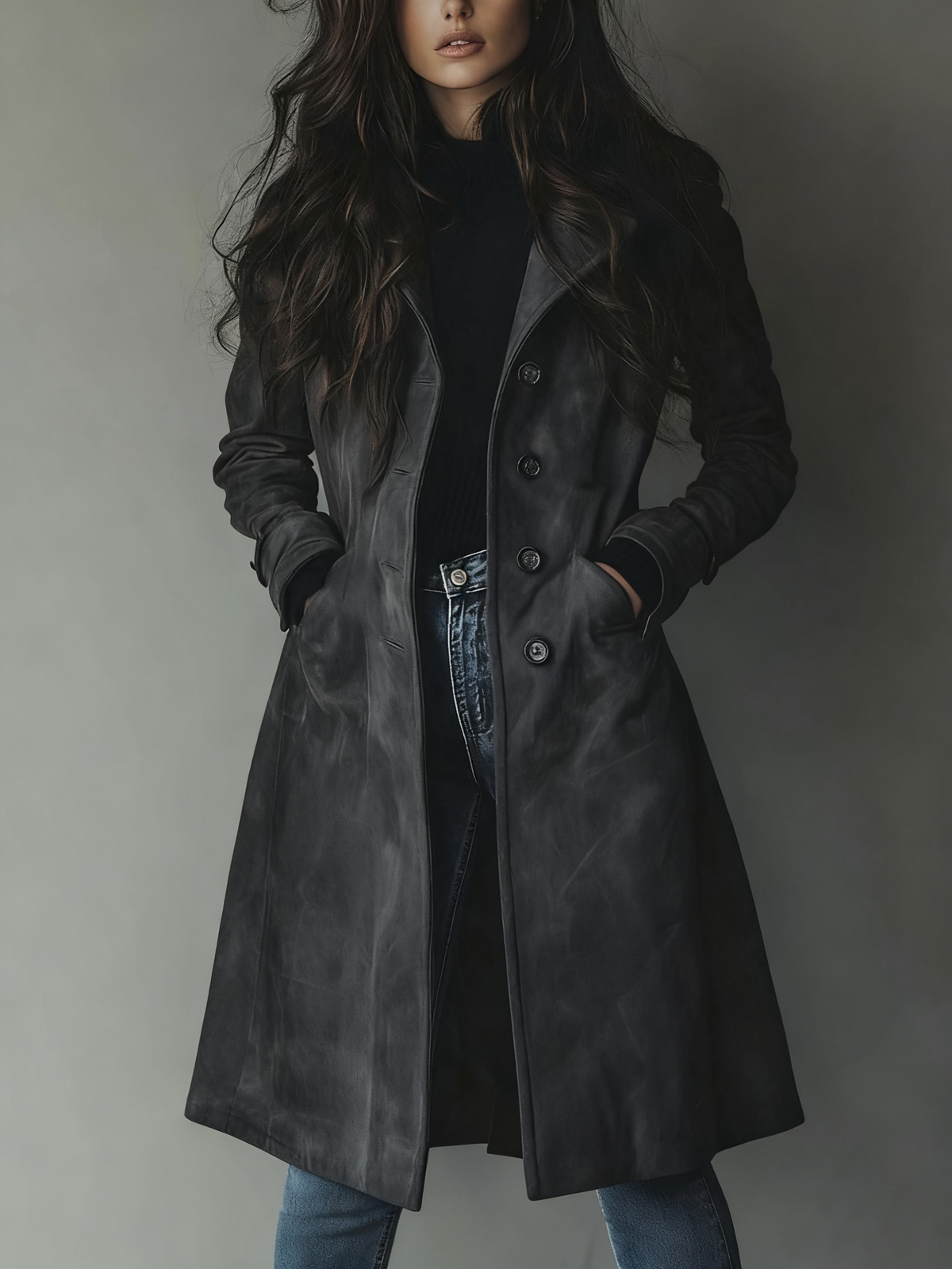 Abrigo trench de ante vintage”