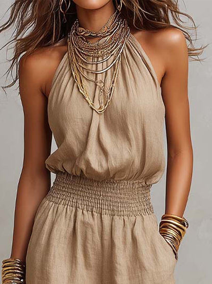 Marta · Mono Halter con Cintura Fruncida