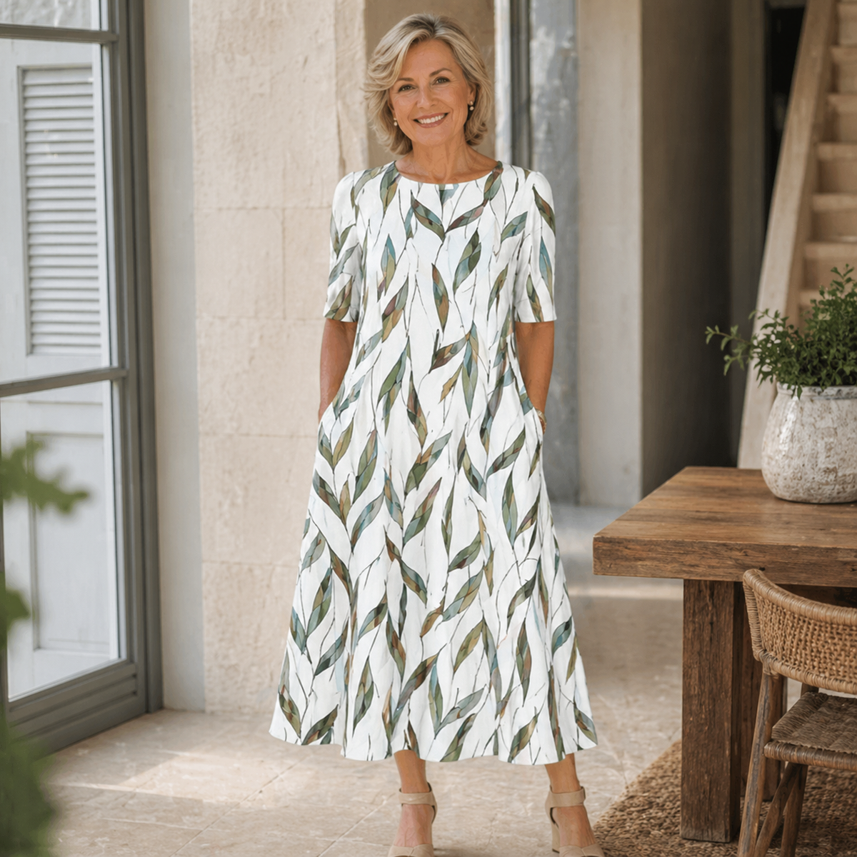 Sarah | Vestido Midi Floral con Bolsillos