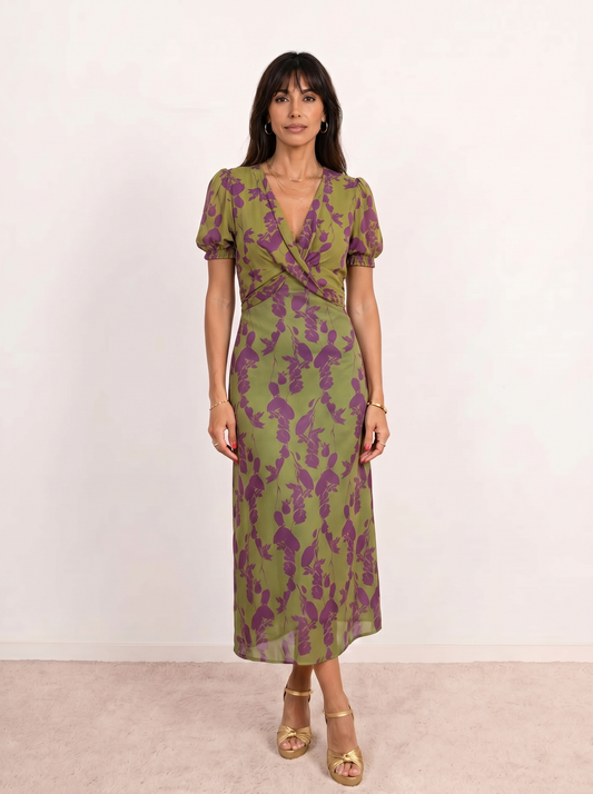 Vestido midi estampado con tirantes