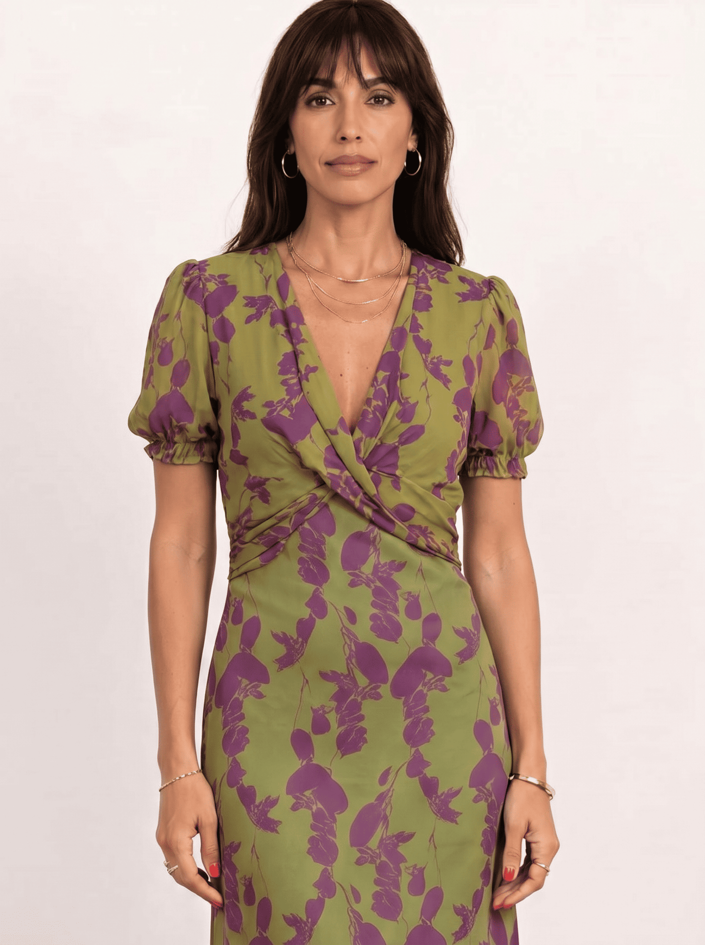 Vestido midi estampado con tirantes