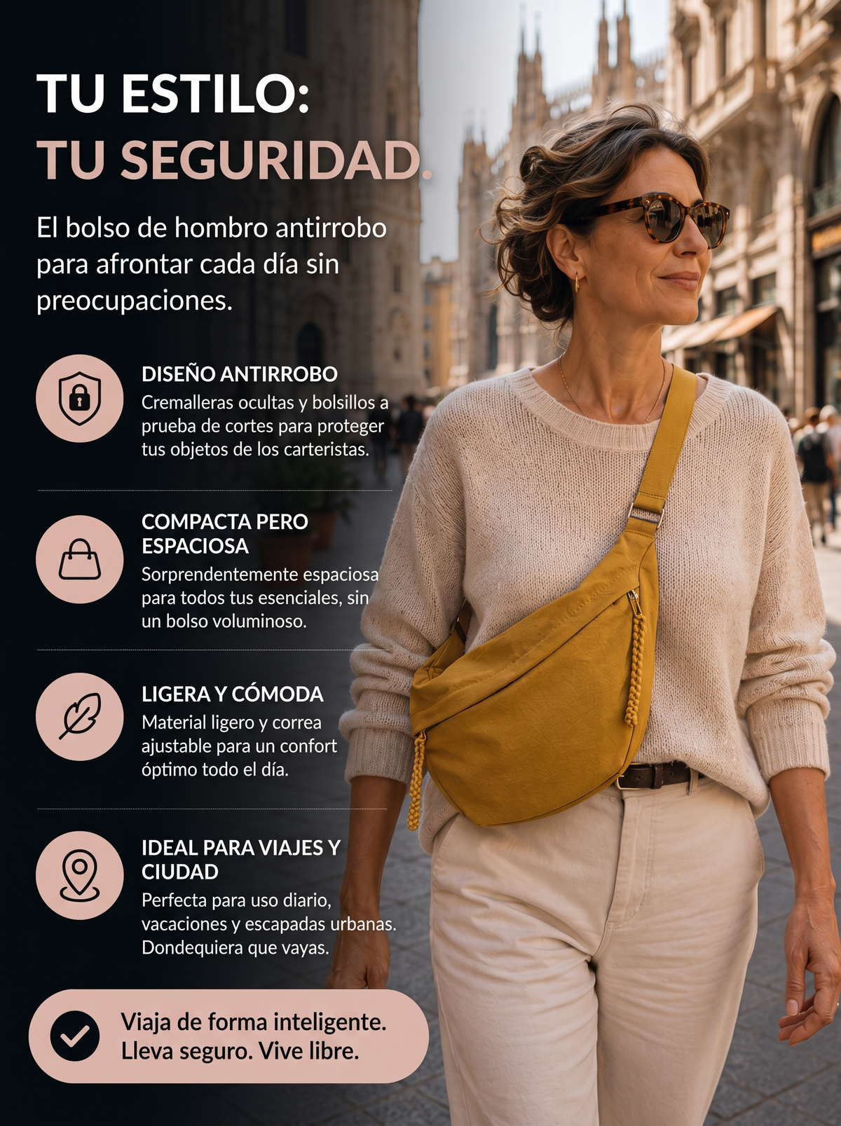 Ámbar · Bolso de Hombro Ocre