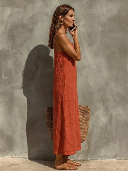 Carmen · Vestido Rojo Escote Cuadrado