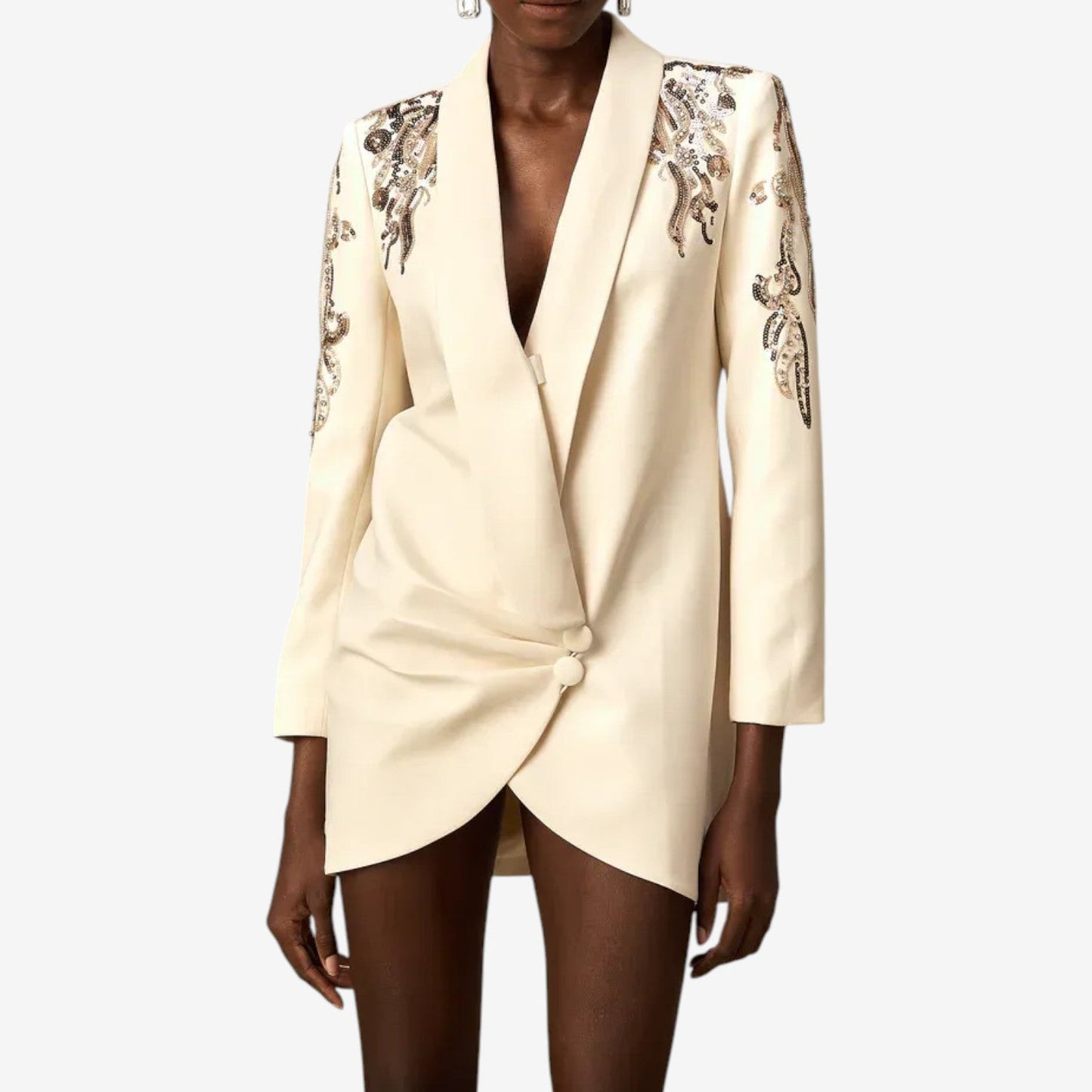 Giada™ Vestido Blazer Bordado de Corte Elegante