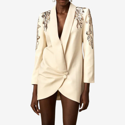 Giada™ Vestido Blazer Bordado de Corte Elegante