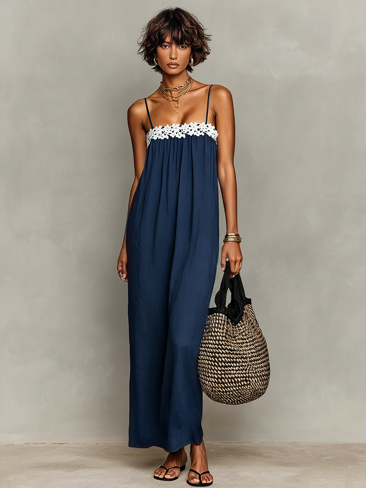 Alba · Vestido Maxi Lino Palabra de Honor con Encaje