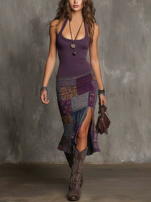 Selena | Vestido Boho Patchwork con Tirantes