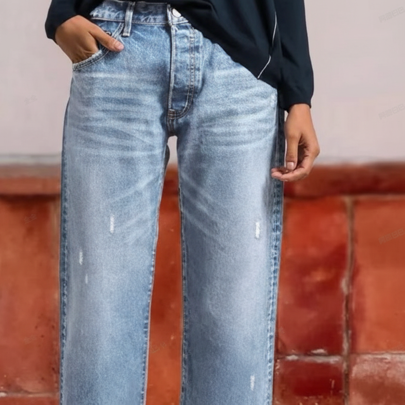 Vaqueros Elena — Corte Recto Cropped Retro