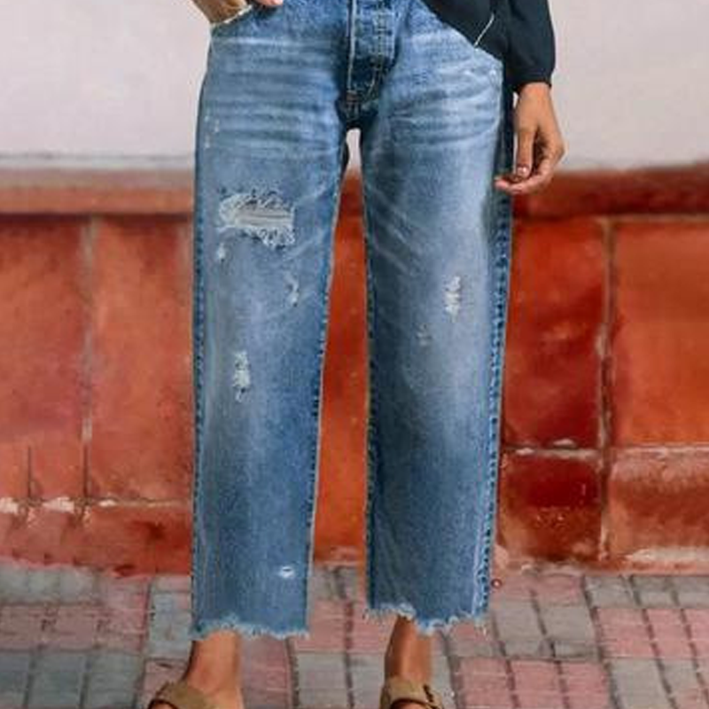 Vaqueros Elena — Corte Recto Cropped Retro