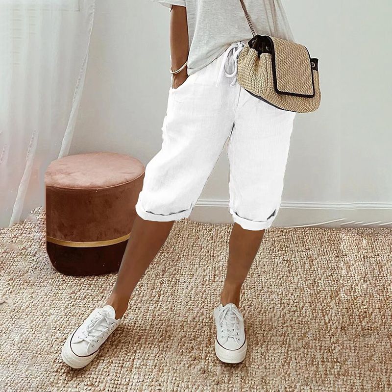 Lara · Shorts de Algodón y Lino con Cordón
