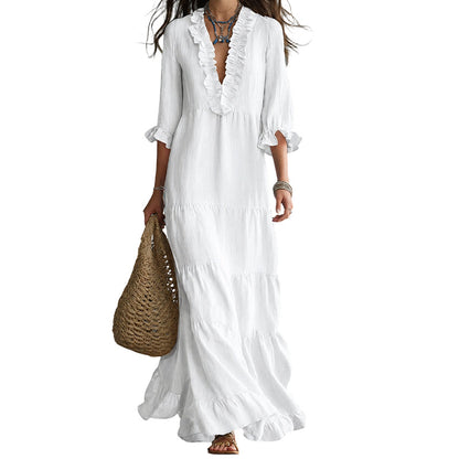 Vega · Vestido Maxi Escote V con Volantes