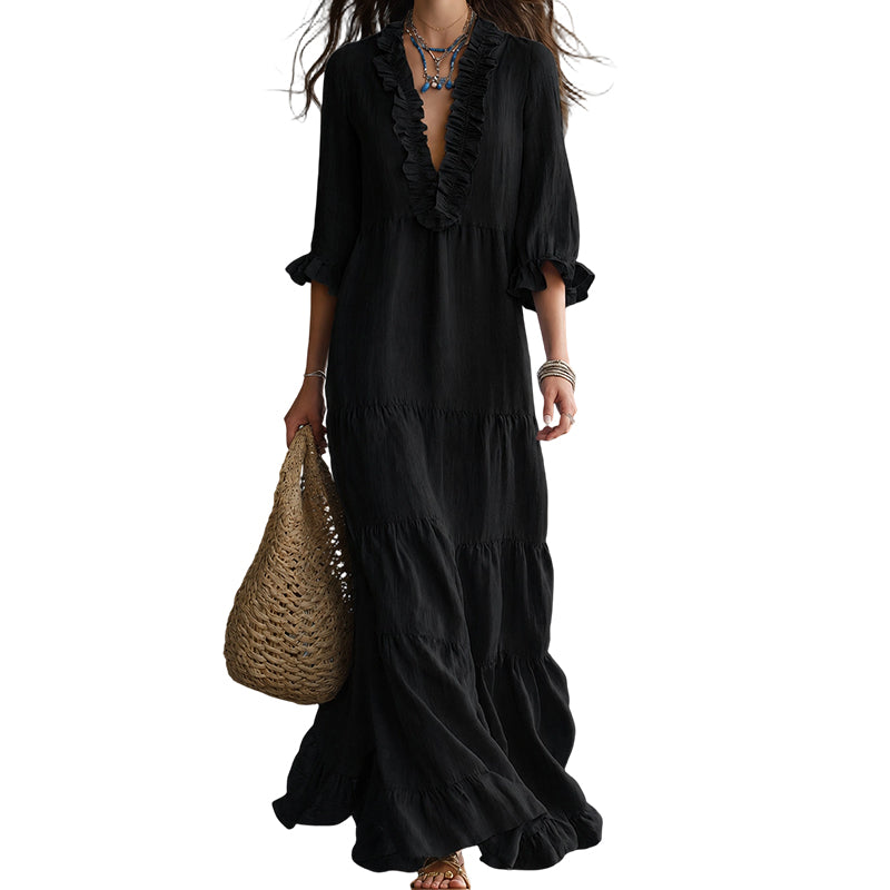 Vega · Vestido Maxi Escote V con Volantes