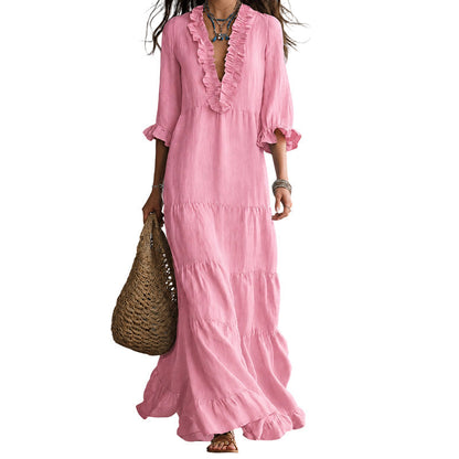 Vega · Vestido Maxi Escote V con Volantes